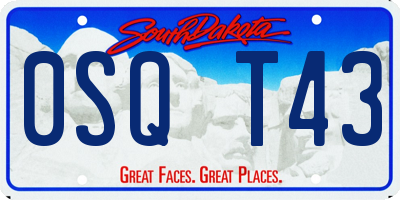 SD license plate 0SQT43