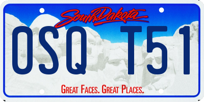 SD license plate 0SQT51
