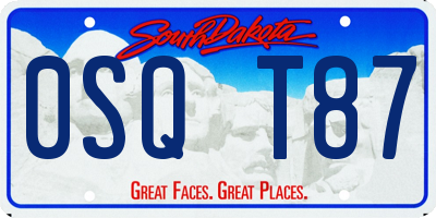 SD license plate 0SQT87