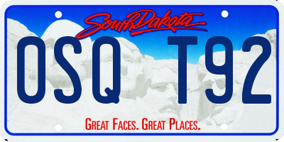 SD license plate 0SQT92