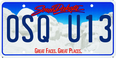 SD license plate 0SQU13