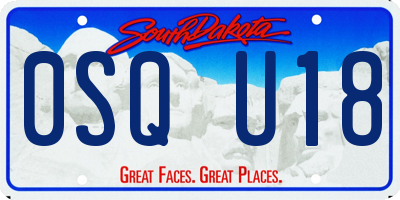 SD license plate 0SQU18
