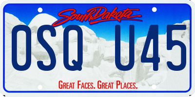 SD license plate 0SQU45