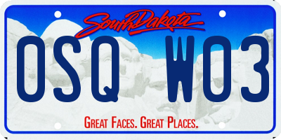 SD license plate 0SQW03
