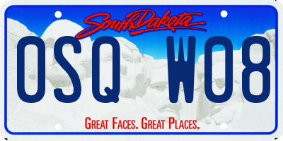 SD license plate 0SQW08