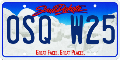 SD license plate 0SQW25