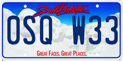 SD license plate 0SQW33