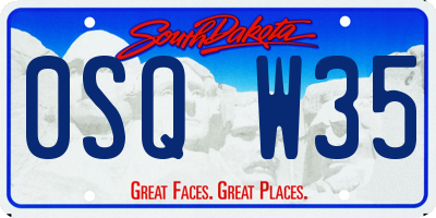 SD license plate 0SQW35