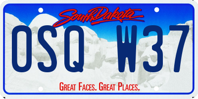 SD license plate 0SQW37