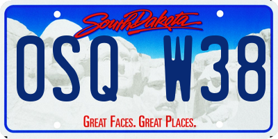 SD license plate 0SQW38