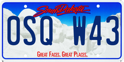 SD license plate 0SQW43
