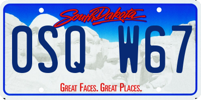 SD license plate 0SQW67