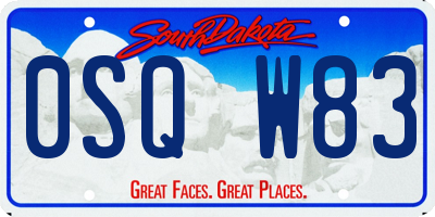 SD license plate 0SQW83