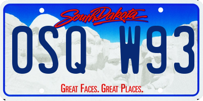 SD license plate 0SQW93