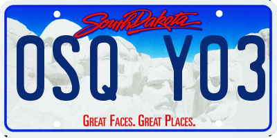 SD license plate 0SQY03