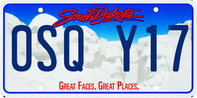 SD license plate 0SQY17