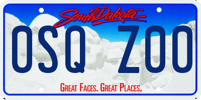SD license plate 0SQZ00