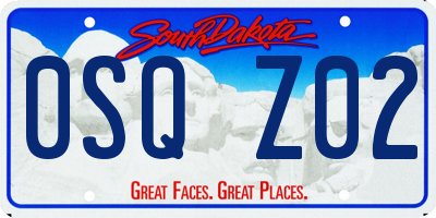SD license plate 0SQZ02