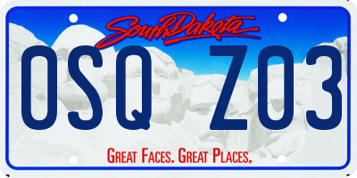 SD license plate 0SQZ03