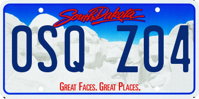 SD license plate 0SQZ04