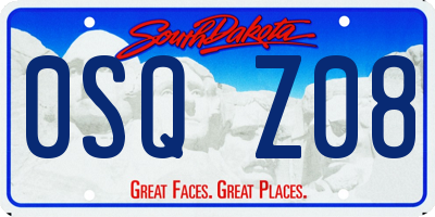 SD license plate 0SQZ08