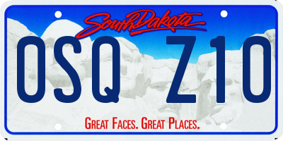 SD license plate 0SQZ10