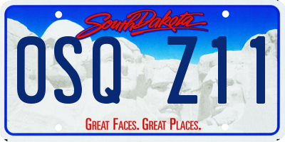 SD license plate 0SQZ11