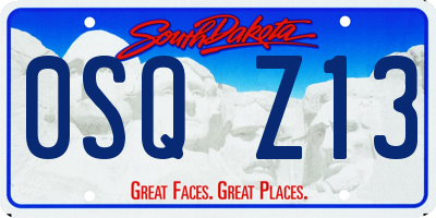 SD license plate 0SQZ13