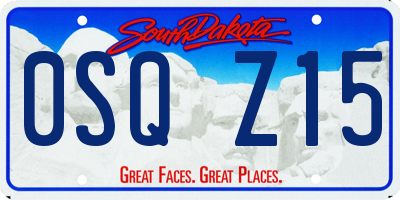 SD license plate 0SQZ15