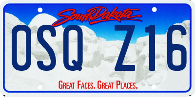 SD license plate 0SQZ16