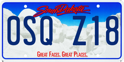 SD license plate 0SQZ18