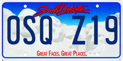 SD license plate 0SQZ19