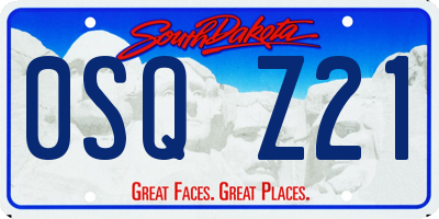 SD license plate 0SQZ21