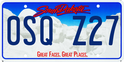 SD license plate 0SQZ27