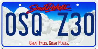 SD license plate 0SQZ30