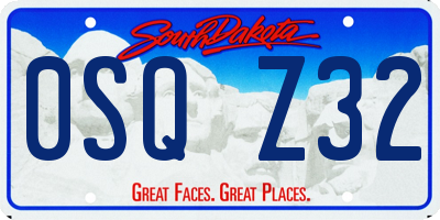 SD license plate 0SQZ32