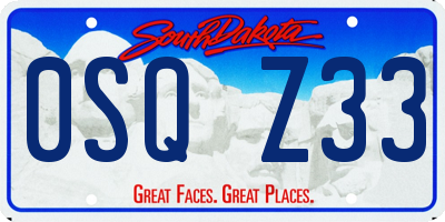 SD license plate 0SQZ33