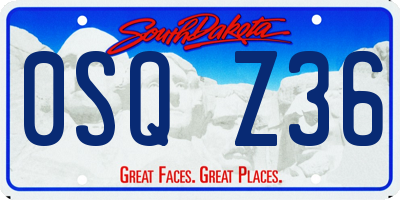 SD license plate 0SQZ36