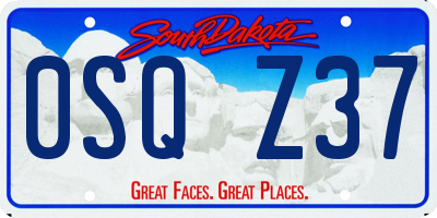 SD license plate 0SQZ37