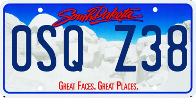 SD license plate 0SQZ38