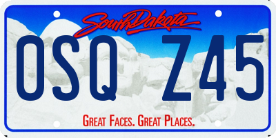 SD license plate 0SQZ45