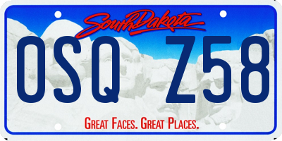 SD license plate 0SQZ58
