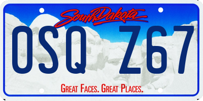 SD license plate 0SQZ67