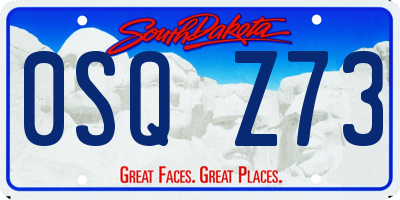 SD license plate 0SQZ73