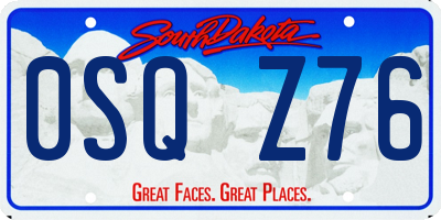 SD license plate 0SQZ76