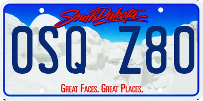 SD license plate 0SQZ80