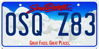 SD license plate 0SQZ83