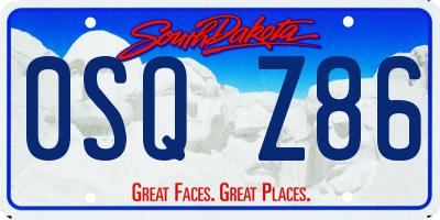 SD license plate 0SQZ86