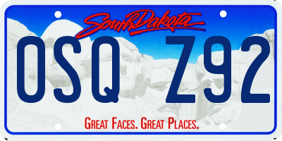 SD license plate 0SQZ92