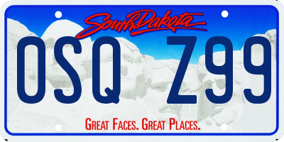 SD license plate 0SQZ99